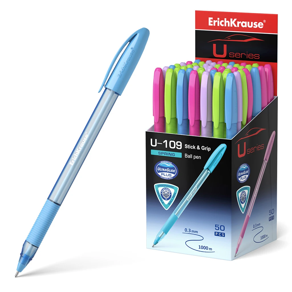 Ручка шариковая ErichKrause® U-109 Spring Stick&Grip 1.0, Ultra Glide Ручка шариковая ErichKrause® U-109 Spring Stick&Grip 1.0, Ultra Glide