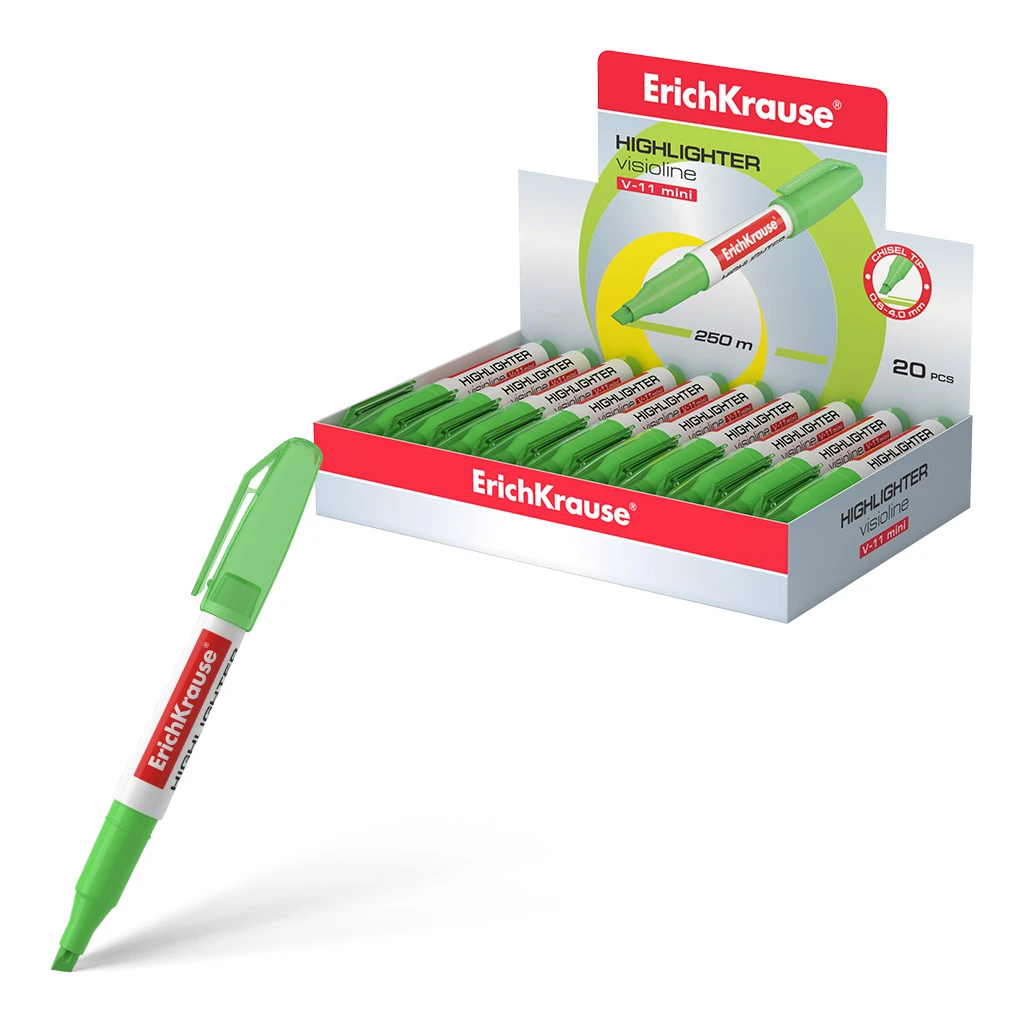 Текстмаркер ErichKrause® Visioline V-11 Mini, цвет чернил зеленый (в Текстмаркер ErichKrause® Visioline V-11 Mini, цвет чернил зеленый (в