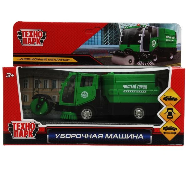 Машина металл УБОРОЧНАЯ МАШИНА 15,5 см, двери, багаж, зелен, Технопарк