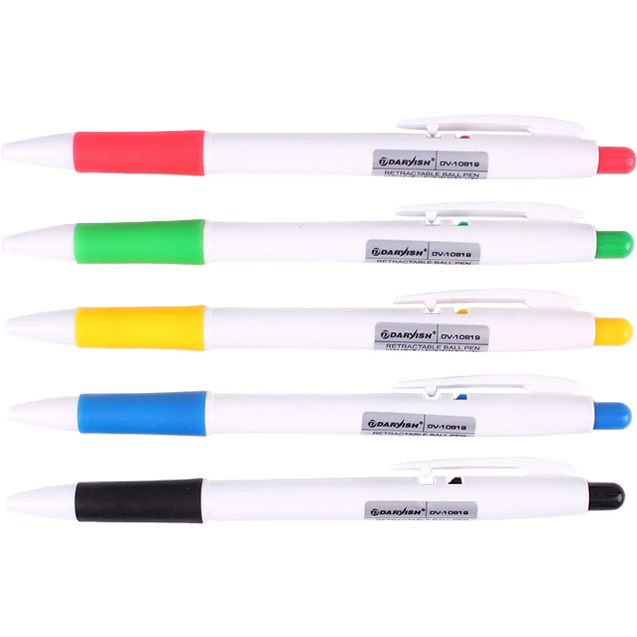 Ручка автоматическая син. "Darvish" корпус белый с цветным резиновым