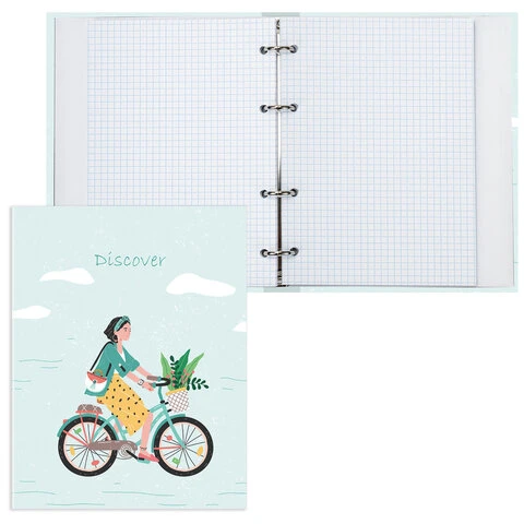 Тетрадь на кольцах А5 175х215 мм, 120 л., твердый картон, клетка, BRAUBERG,