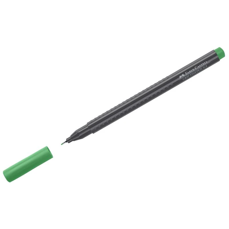 Ручка капиллярная Faber-Castell "Grip Finepen" изумрудно-зеленая, Ручка капиллярная Faber-Castell "Grip Finepen" изумрудно-зеленая,