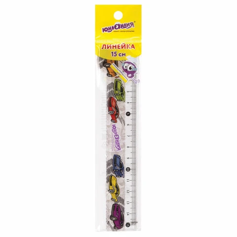 Линейка пластиковая 15 см ЮНЛАНДИЯ "МАШИНКИ", фигурная, цветная Линейка пластиковая 15 см ЮНЛАНДИЯ "МАШИНКИ", фигурная, цветная