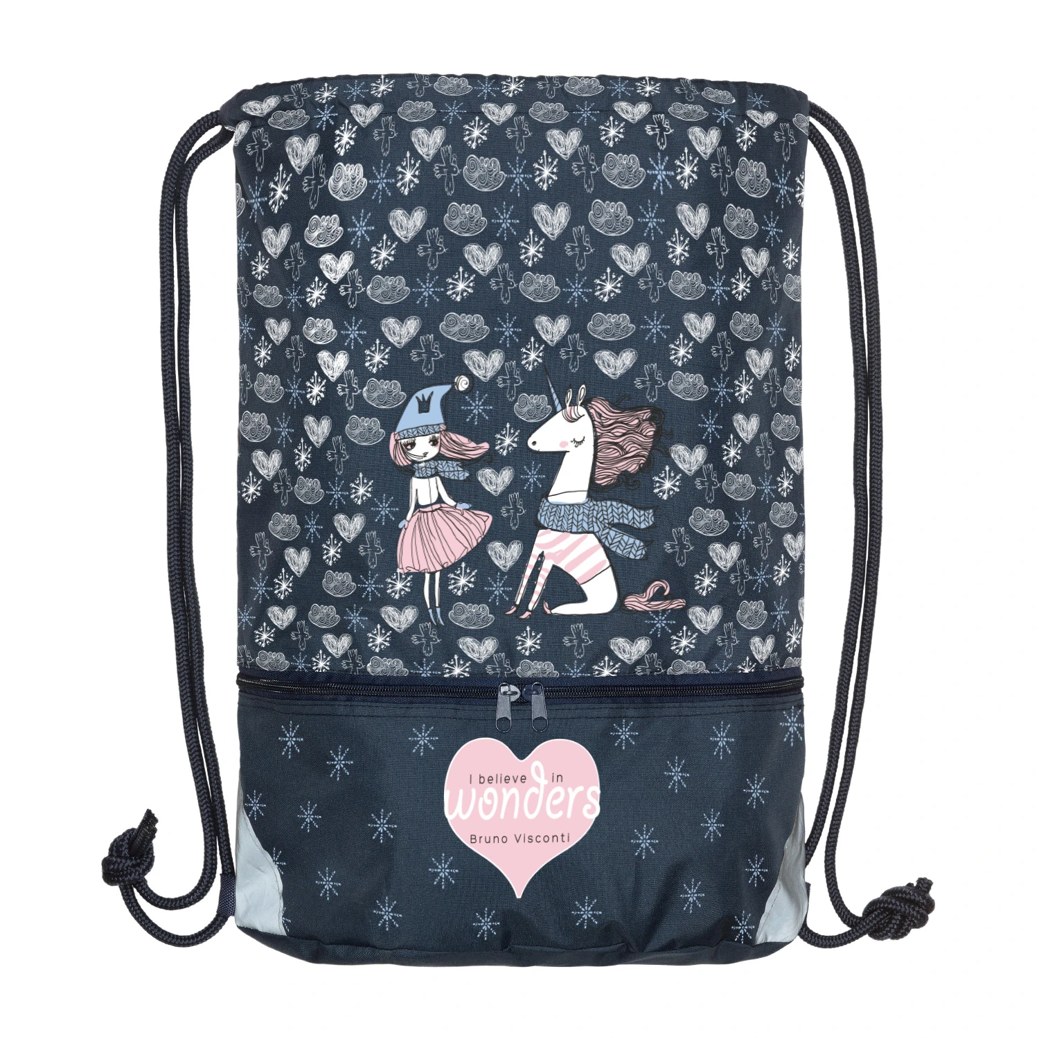 МЕШОК ДЛЯ ОБУВИ ДВУХСЕКЦИОННЫЙ СИНИЙ "ДЕВОЧКА И ЕДИНОРОГ" 37 х 48 см. МЕШОК ДЛЯ ОБУВИ ДВУХСЕКЦИОННЫЙ СИНИЙ "ДЕВОЧКА И ЕДИНОРОГ" 37 х 48 см.