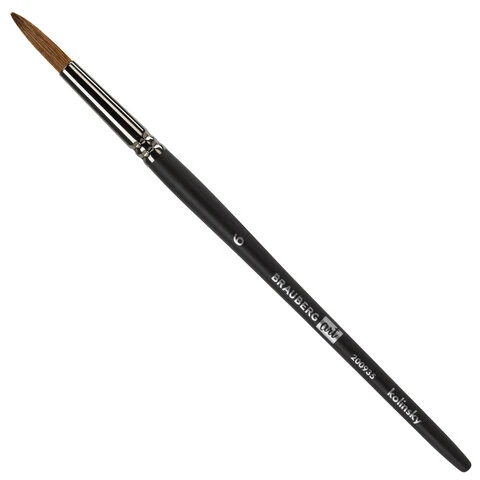 Кисть художественная проф. BRAUBERG ART CLASSIC, колонок, круглая, № 6, короткая