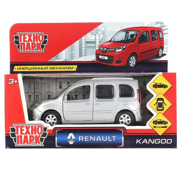 Машина металл RENAULT KANGOO 12 см, двери, багаж, инерц, серебристый, Технопарк