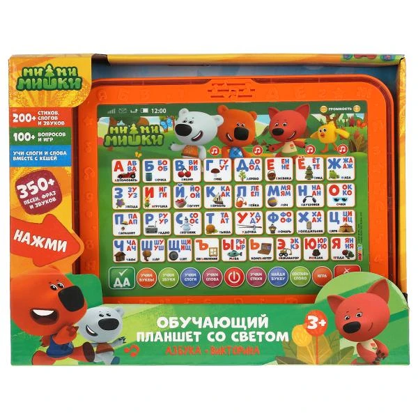 Обучающий планшет со светом Ми-ми-мишки азбука.350 песен, фраз, звуков. кор.