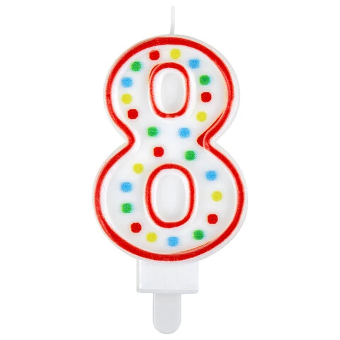Свеча-цифра для торта "8" ДВУСТОРОННЯЯ с конфетти, 8,5 см, ЗОЛОТАЯ