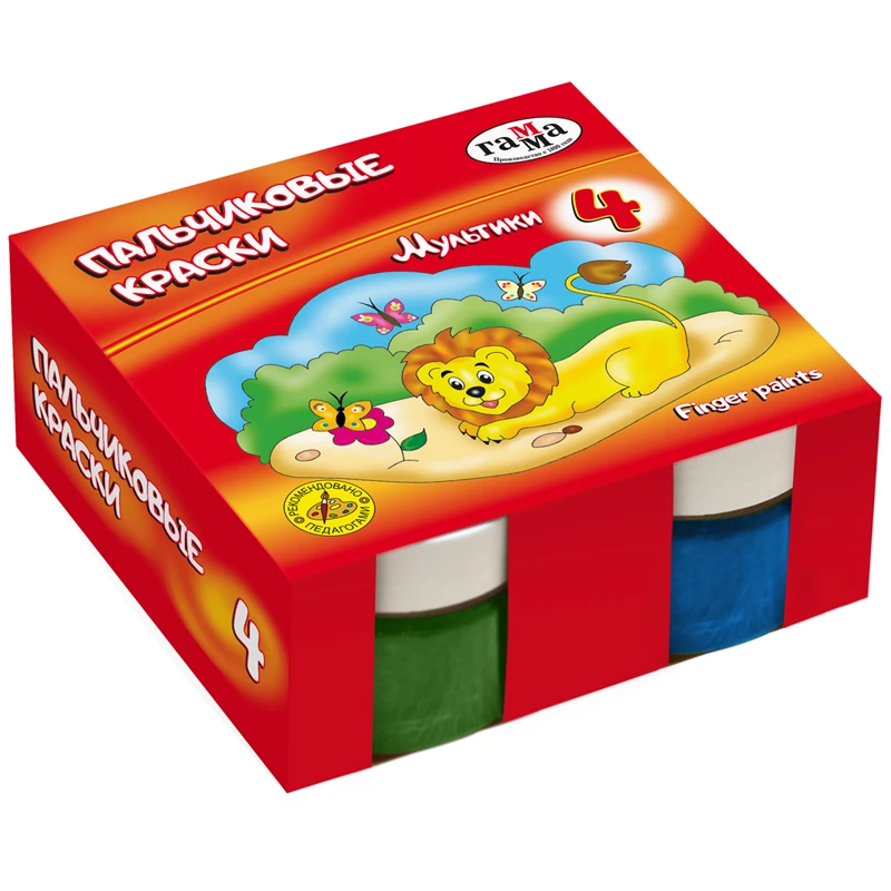 Краски пальчиковые Гамма "Мультики", классические, 04цв., 100мл,