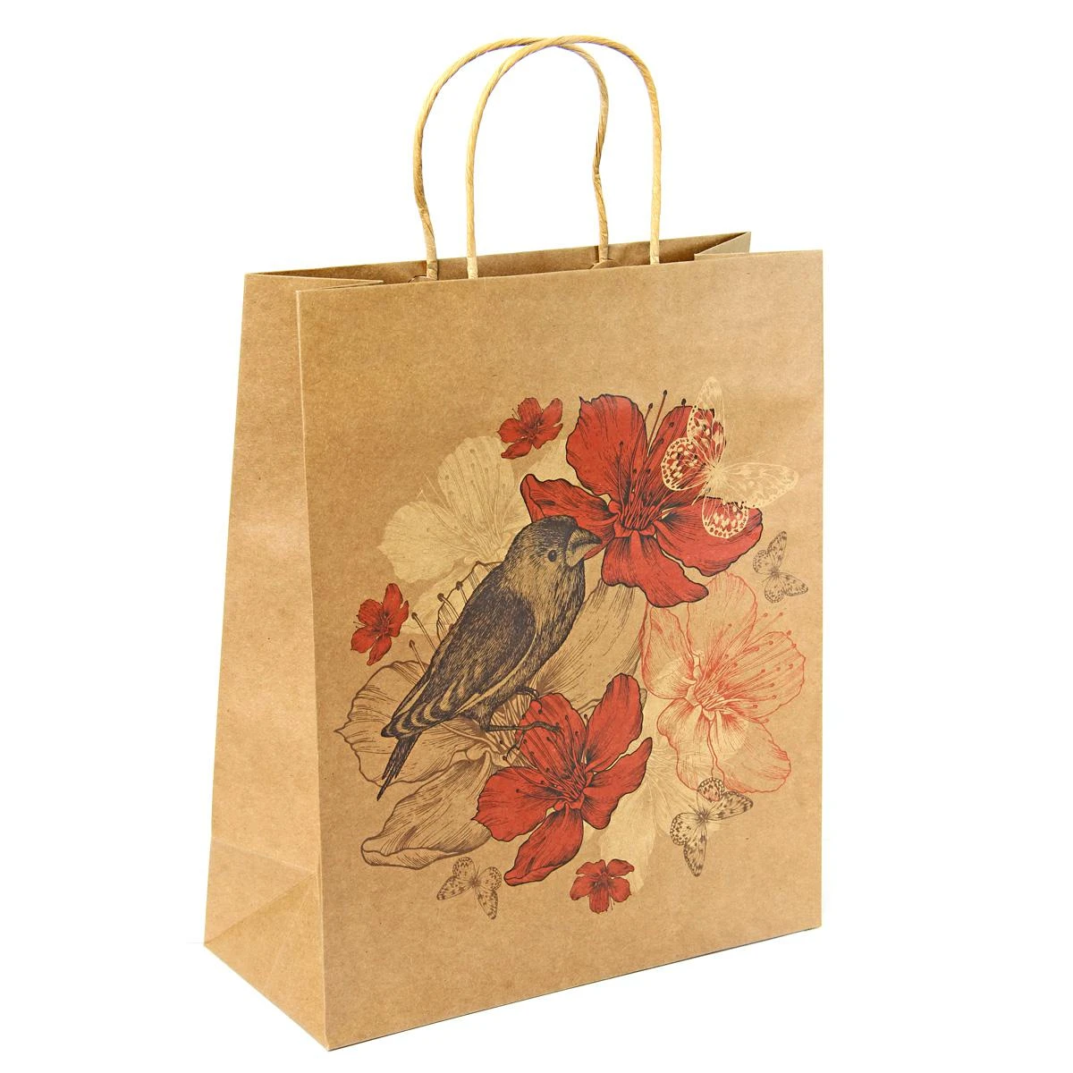 Сумка крафт 20 натур. 27,5х33х12см Лесная птица 53895