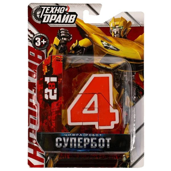Робот супербот, трансформирующийся в цифру 4, блист.17,5*12*2,5см. ТЕХНОДРАЙВ