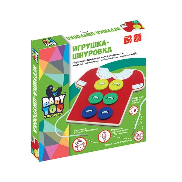 Игрушка деревянная Шнуровка, Bondibon, BOX 17х18х1 см., арт. TKB094 Игрушка деревянная Шнуровка, Bondibon, BOX 17х18х1 см., арт. TKB094