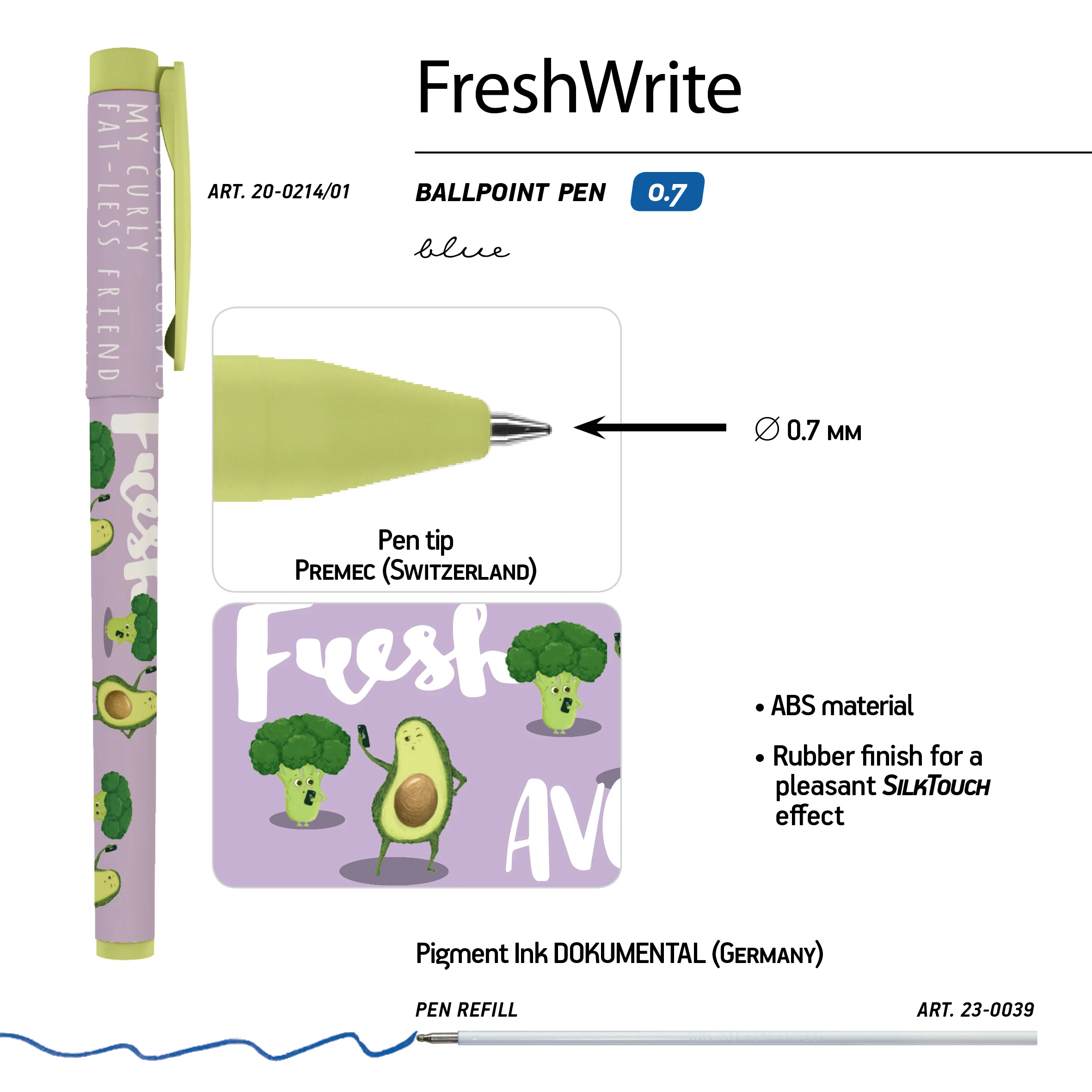 РУЧКА "FreshWrite. Авокадо. Селфи" ШАРИКОВАЯ 0.7 ММ, СИНЯЯ РУЧКА "FreshWrite. Авокадо. Селфи" ШАРИКОВАЯ 0.7 ММ, СИНЯЯ