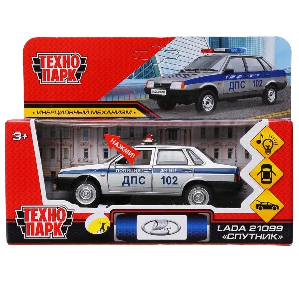 Машина металл свет-звук LADA-21099 "СПУТНИК" ПОЛИЦИЯ 12 см, двери,