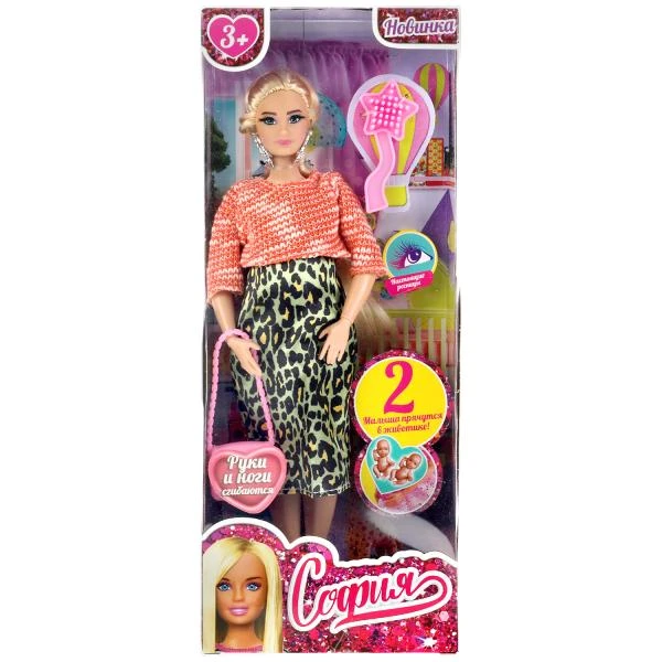 Кукла 29 см София plus size, беременная двойней, расческа, в кор. КАРАПУЗ