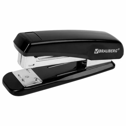 Степлер №24/6, 26/6 BRAUBERG "Nero", до 20 листов, черный, 222546