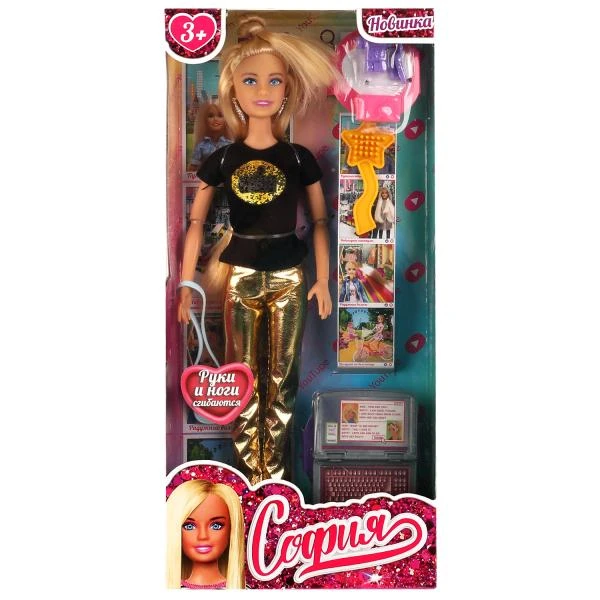 Кукла 29 см София блогер, руки и ноги сгиб, акс, коробка. КАРАПУЗ