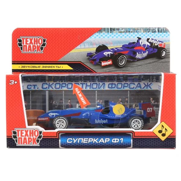 Машина металл звук СУПЕРКАР Ф-1 длина 14 см, синий, Технопарк