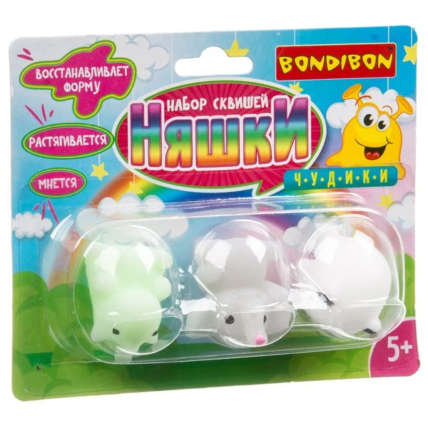 Чудики Bondibon Набор сквишей «НЯШКИ», единорог, слон, панда, BLISTER 17х7х3,5 Чудики Bondibon Набор сквишей «НЯШКИ», единорог, слон, панда, BLISTER 17х7х3,5