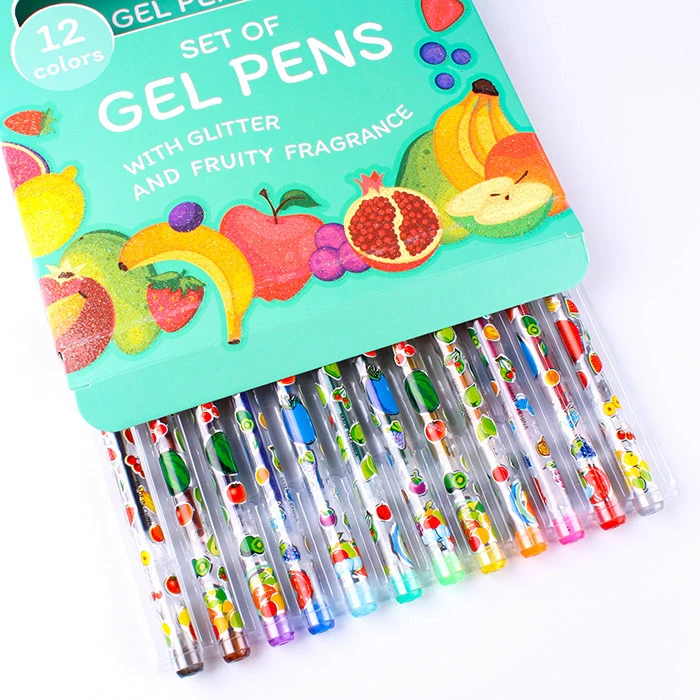 Набор ручек гелевых 12цв. "Darvish" с блеском + ароматом фруктов в