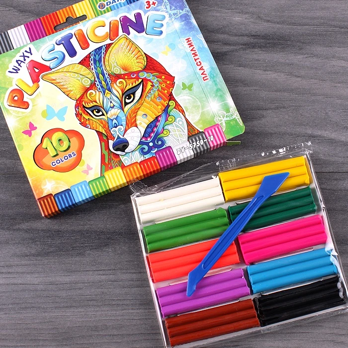 Пластилин 10цв. восковой 150г "Darvish" со стеком