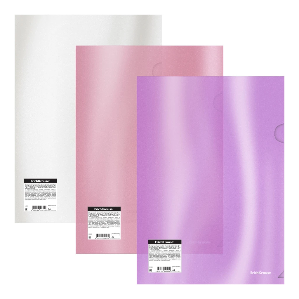 Папка-уголок пластиковая ErichKrause® Glossy Candy, A4, полупрозрачный, ассорти