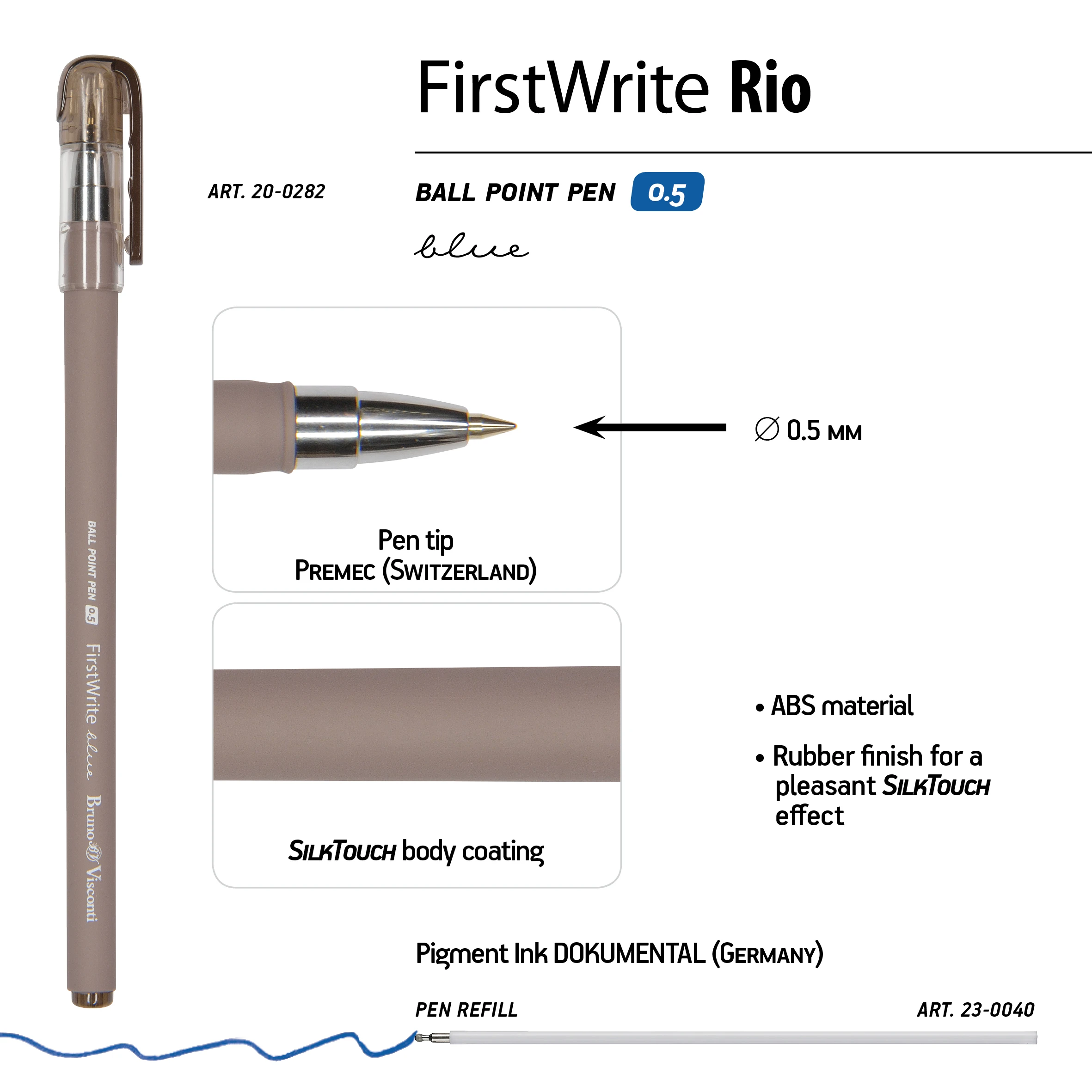 РУЧКА "FirstWrite. Rio" ШАРИКОВАЯ 0.5 ММ, СИНЯЯ (3 цвета корпуса) РУЧКА "FirstWrite. Rio" ШАРИКОВАЯ 0.5 ММ, СИНЯЯ (3 цвета корпуса)