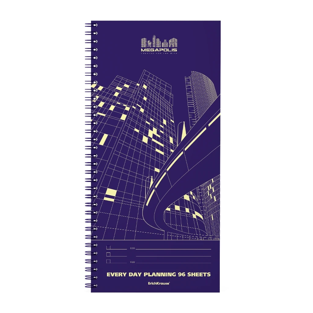 Планинг Erich Krause MEGAPOLIS спираль, желтая бумага, 135х290, 96л. Планинг Erich Krause MEGAPOLIS спираль, желтая бумага, 135х290, 96л.
