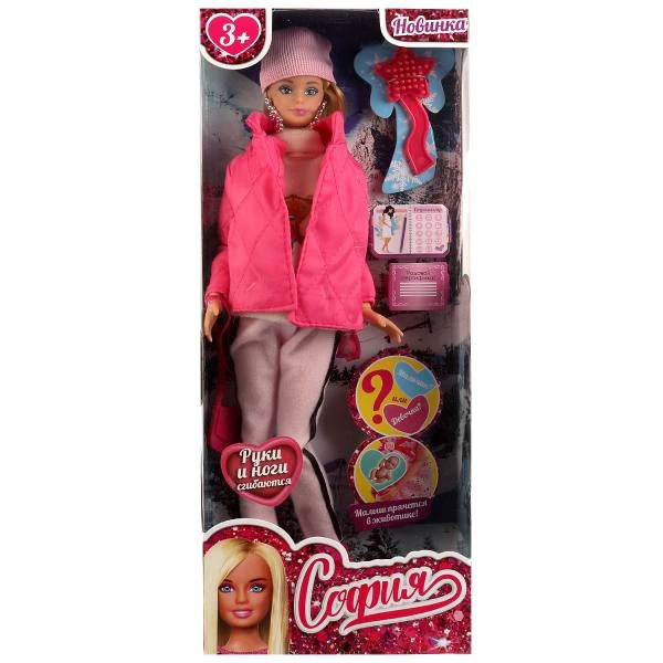 Кукла 29 см София беременная, руки и ноги сгибаются, акс, зимняя одежда, кор