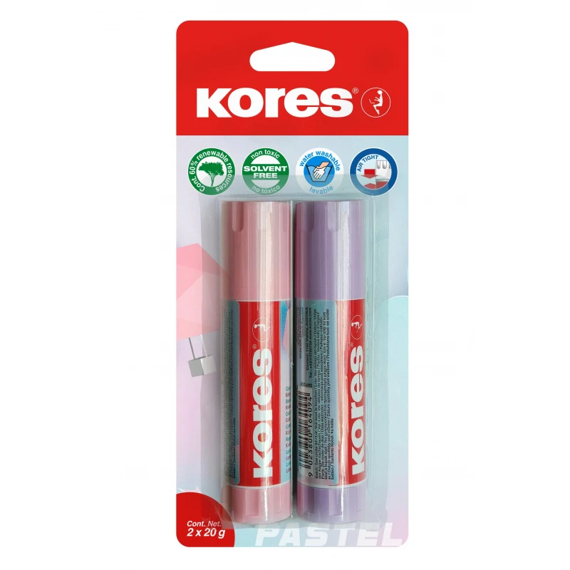 Клей-карандаш 20г Kores Pastel цвет корпуса в ассортименте 2шт/уп12827 Клей-карандаш 20г Kores Pastel цвет корпуса в ассортименте 2шт/уп12827