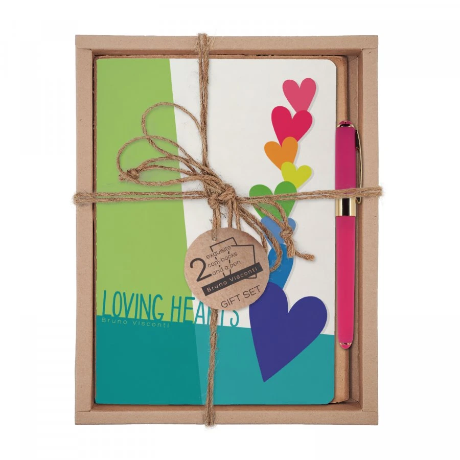 НАБОР ПОДАРОЧНЫЙ "LOVING HEARTS" (ДВЕ ТЕТРАДИ BV И РУЧКА)