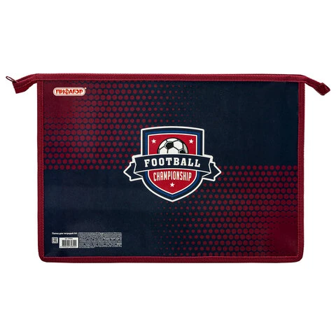 Папка для тетрадей ПИФАГОР А4, 1 отделение, картон/пластик, на молнии,