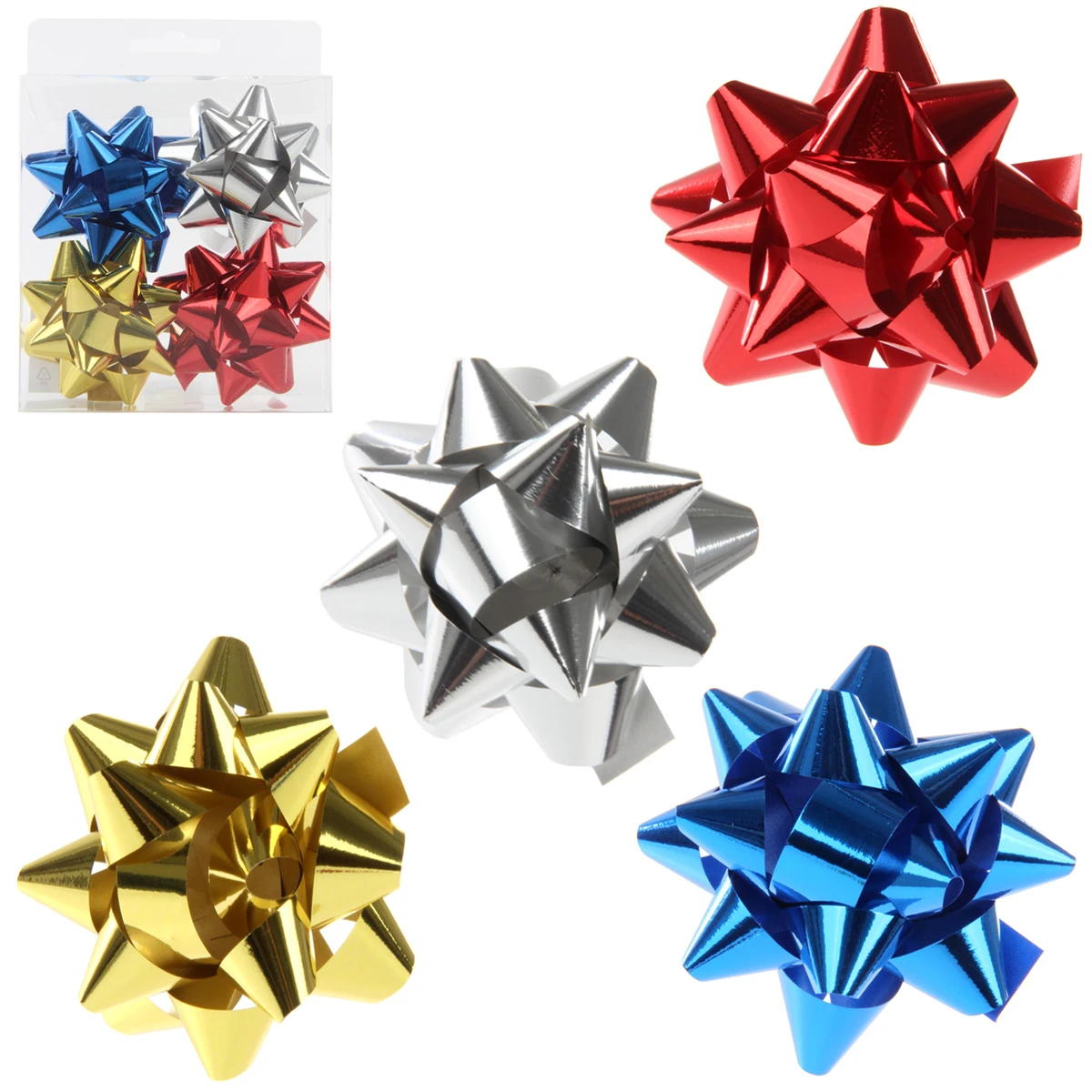 Набор бантиков 4 шт металлизированные 7,5 см. Набор бантиков 4 шт металлизированные 7,5 см.