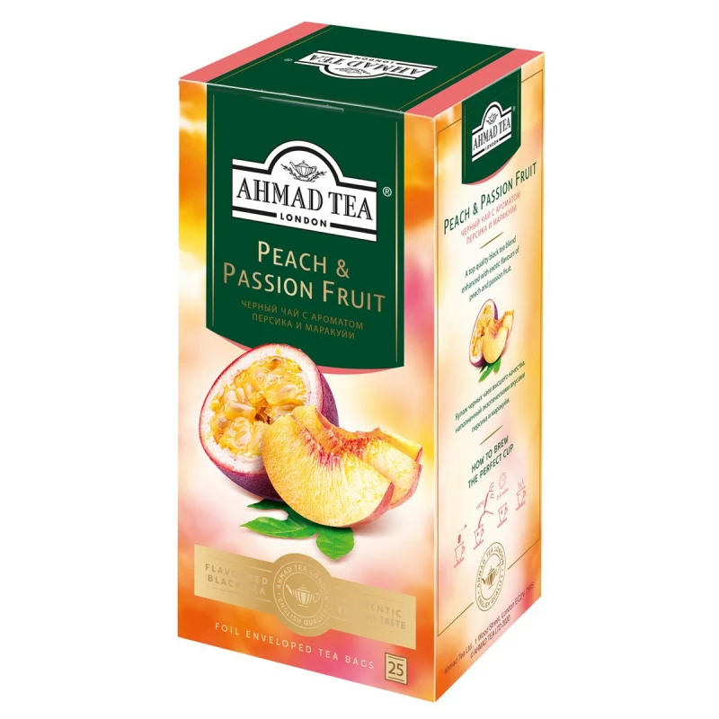 Чай Ahmad Tea черный Персик-Маракуйя 25пакx1,5г/уп 2251 Чай Ahmad Tea черный Персик-Маракуйя 25пакx1,5г/уп 2251