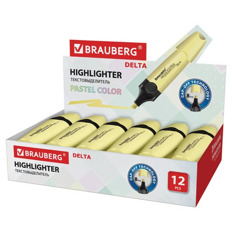 Текстовыделитель BRAUBERG "DELTA PASTEL", ВАНИЛЬ, линия 1-5 мм, 151729
