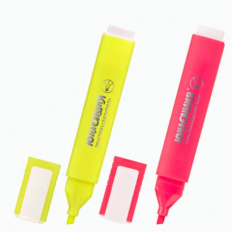 Набор текстовыделителей ЮНЛАНДИЯ 2 шт., ЖЕЛТЫЙ/РОЗОВЫЙ, "COLORSTAR",