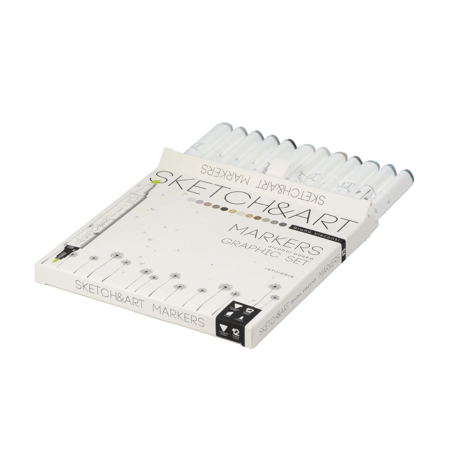 НАБОР ДВУСТОРОННИХ СКЕТЧ МАРКЕРОВ "SKETCH&ART ГРАФИКА", 12 ЦВЕТОВ