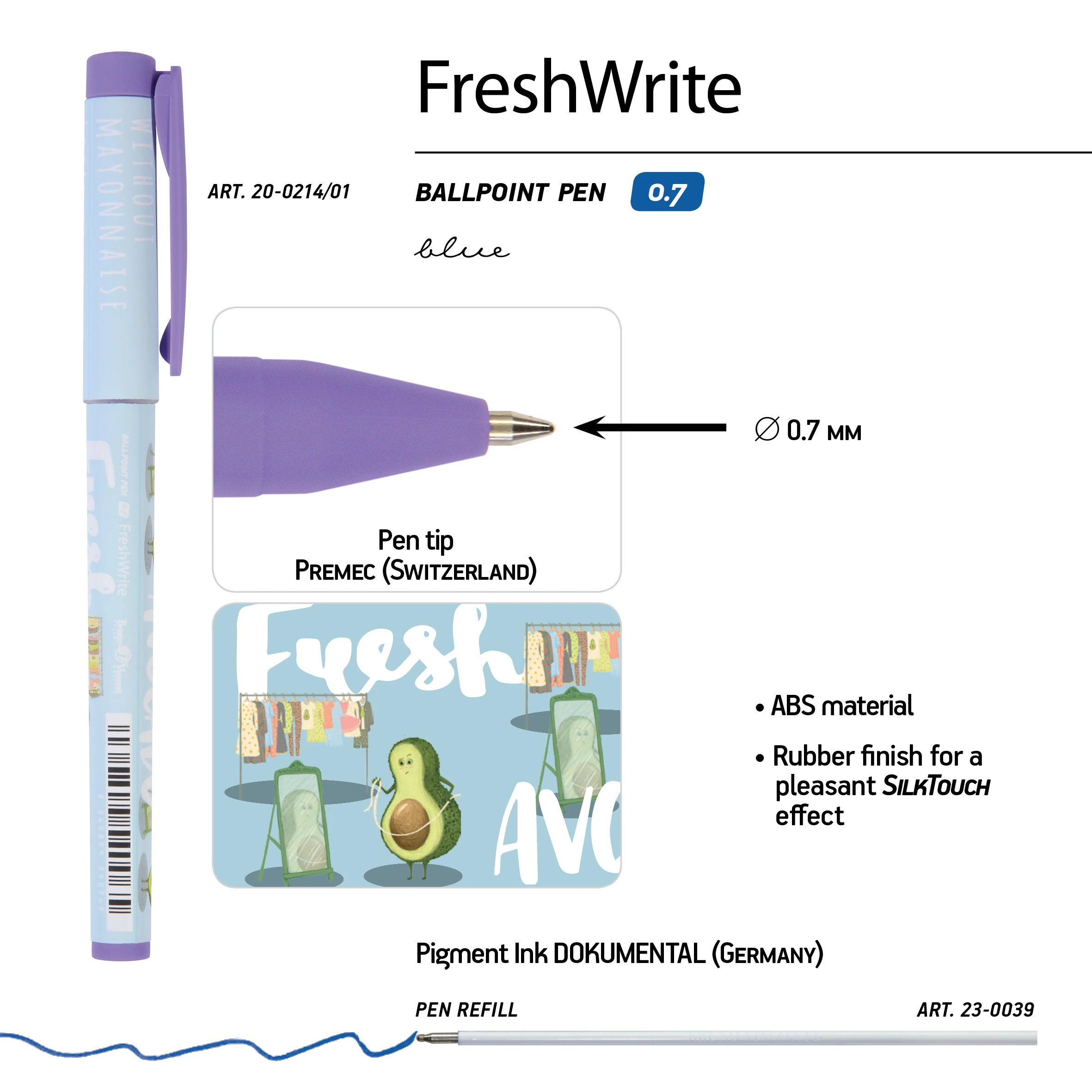 РУЧКА "FreshWrite. Авокадо. Модница" ШАРИКОВАЯ 0.7 ММ, СИНЯЯ РУЧКА "FreshWrite. Авокадо. Модница" ШАРИКОВАЯ 0.7 ММ, СИНЯЯ