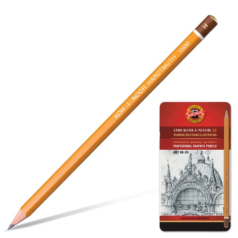 Карандаши чернографитные KOH-I-NOOR, НАБОР 12 шт., "Art", 8В-2H, без Карандаши чернографитные KOH-I-NOOR, НАБОР 12 шт., "Art", 8В-2H, без