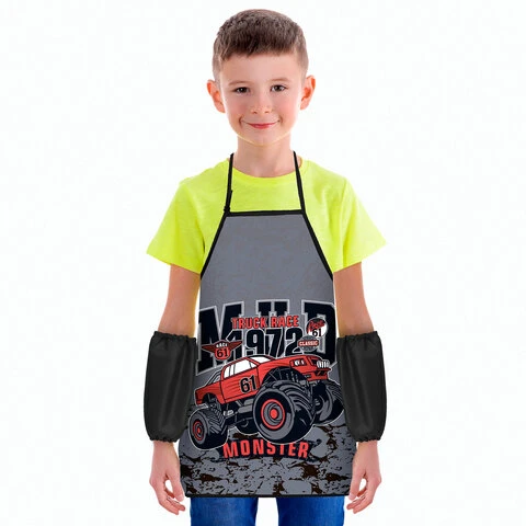 Фартук с нарукавниками ЮНЛАНДИЯ, 45х54 см, "Truck race", 271046 Фартук с нарукавниками ЮНЛАНДИЯ, 45х54 см, "Truck race", 271046