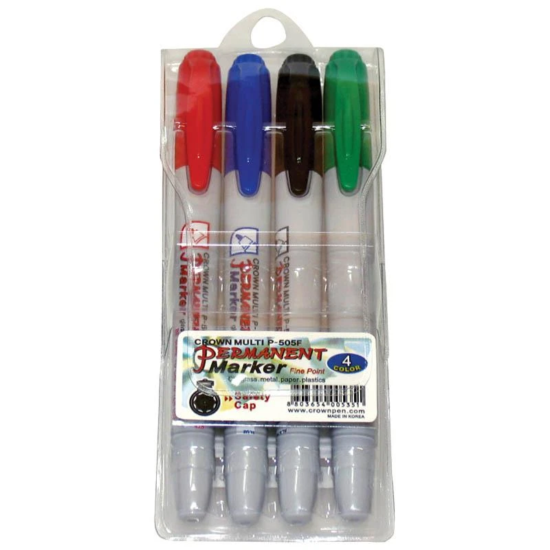 Набор перманентных маркеров "P-505F" 4цв., пулевидный, 1мм,