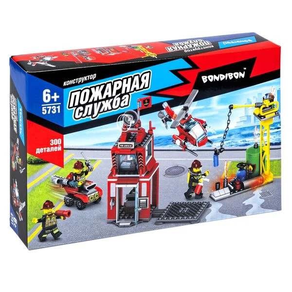 Конструктор Bondibon, Пожарная Служба, Пожарная команда, 300 деталей Конструктор Bondibon, Пожарная Служба, Пожарная команда, 300 деталей