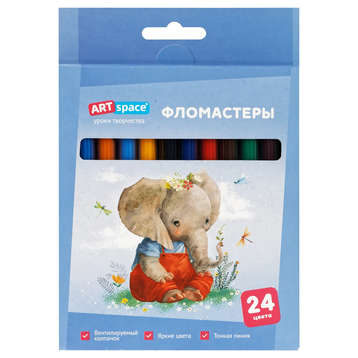 Фломастеры ArtSpace "Рисунки. Lovely animals", 24 цвета, смываемые, Фломастеры ArtSpace "Рисунки. Lovely animals", 24 цвета, смываемые,