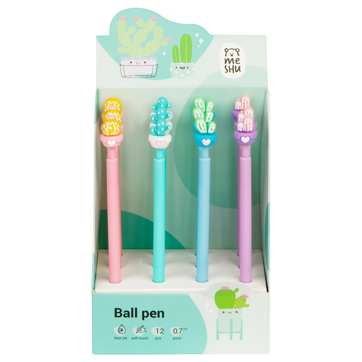 Ручка шариковая автоматическая MESHU "Lovely Cactus", синяя, 0,7мм, Ручка шариковая автоматическая MESHU "Lovely Cactus", синяя, 0,7мм,