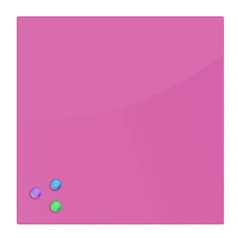 Доска магнитно-маркерная стеклянная (45х45 см), 3 магнита, РОЗОВАЯ, BRAUBERG,