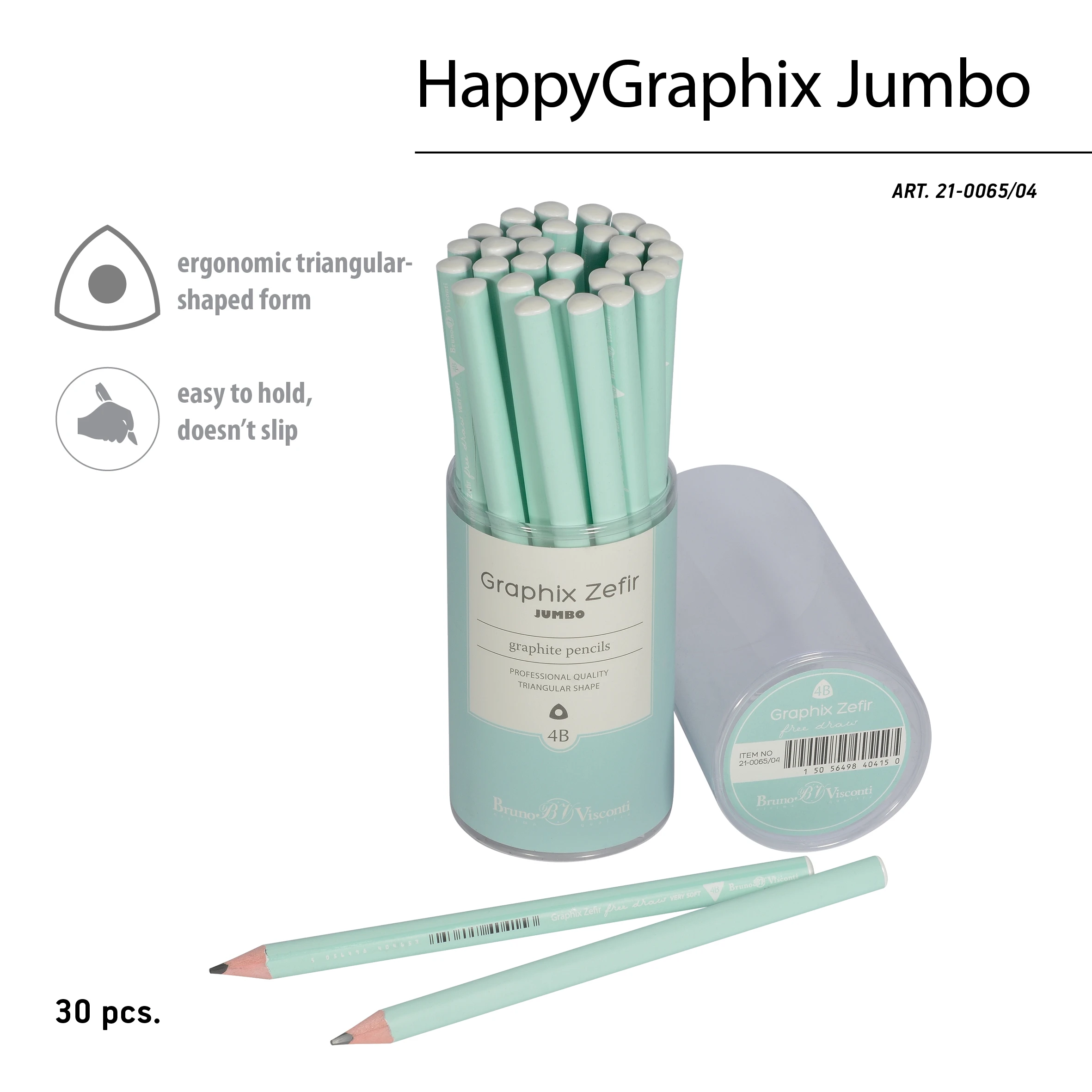 КАРАНДАШ ЧЕРНОГРАФИТОВЫЙ "GraphixZefir Jumbo. Зефирный мятный" 4В, 3.5 КАРАНДАШ ЧЕРНОГРАФИТОВЫЙ "GraphixZefir Jumbo. Зефирный мятный" 4В, 3.5