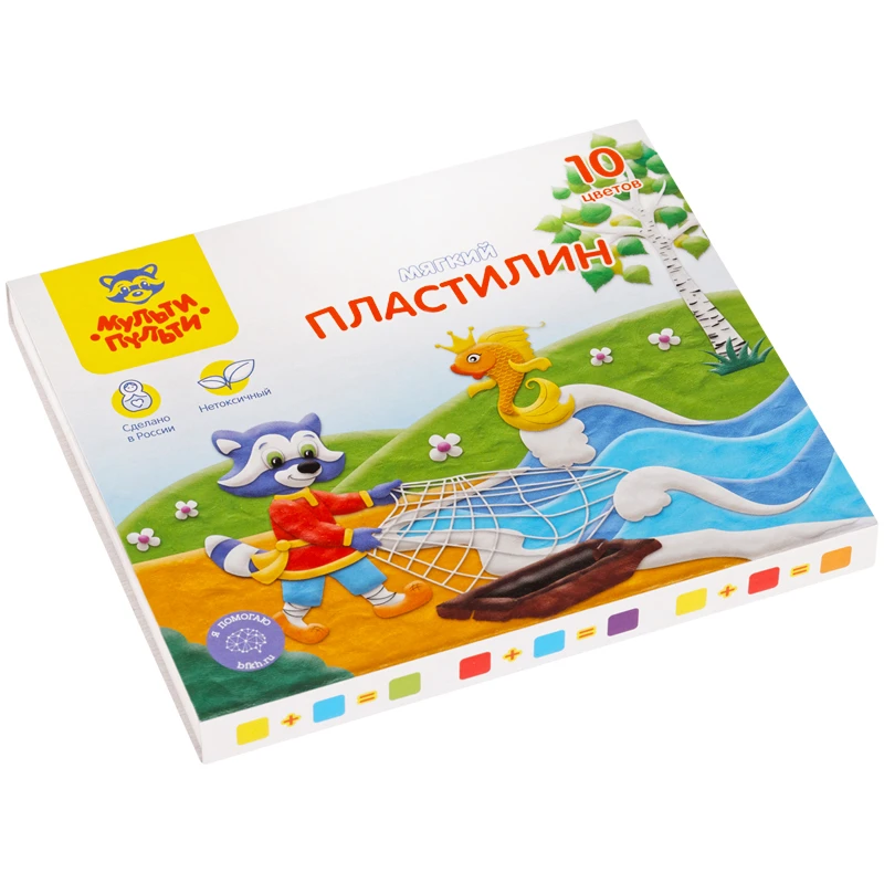 Пластилин Мульти-Пульти "Енот в сказке", 10 цветов, 120г, со стеком, Пластилин Мульти-Пульти "Енот в сказке", 10 цветов, 120г, со стеком,