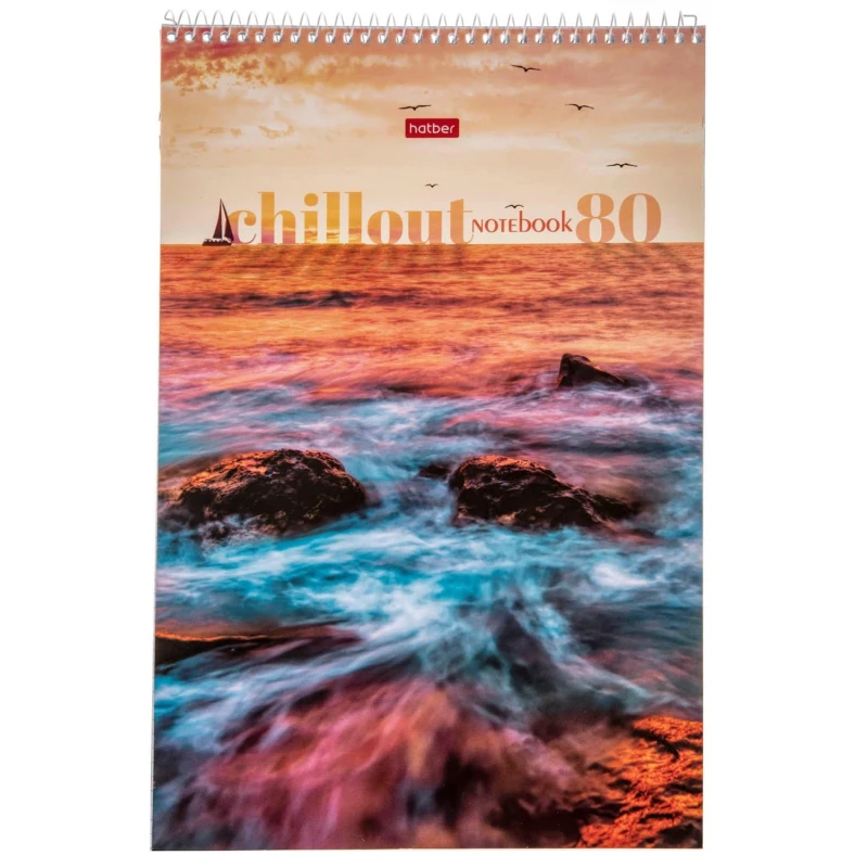 Блокнот 80л А4 клетка, жесткая подложка на спирали, Колдовство заката, 076932