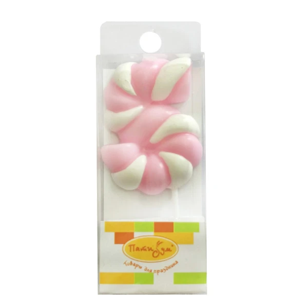 Свеча Цифра 5 Леденец розовый 4,8см Свеча Цифра 5 Леденец розовый 4,8см