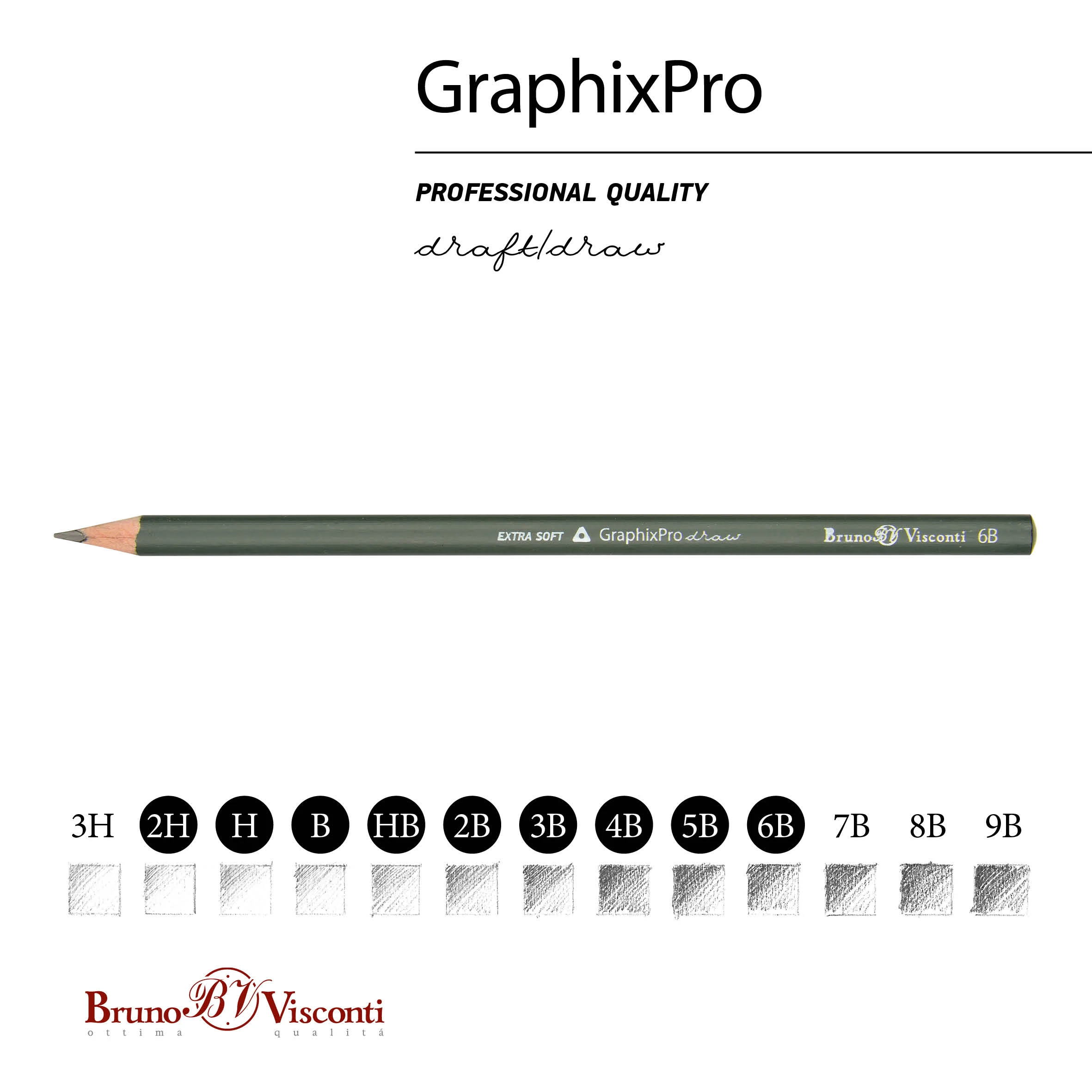 НАБОР КАРАНДАШЕЙ ЧЕРНОГРАФИТОВЫХ, 9 ШТ "GraphixPro" 2H-6B НАБОР КАРАНДАШЕЙ ЧЕРНОГРАФИТОВЫХ, 9 ШТ "GraphixPro" 2H-6B